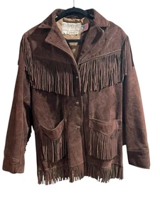 Schott NYC RANCHER Vintage Western Fringe Leather Coat Jacket 12 Dark Brown 70’s - Picture 1 of 9