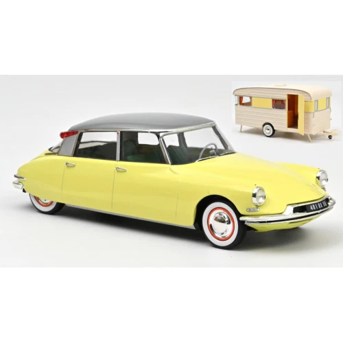 CITROEN DS 19 1960 YELLOW & CARAVAN DIGUE PANORAMIC 1:18 Norev Auto Stradali Mod - Immagine 1 di 1