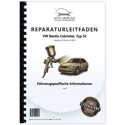 VW Beetle Cabrio 5C 2016-2019 Fahrzeugspezifische Infos Lack Reparaturhandbuch - Bild 1 von 4