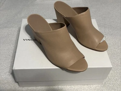 Vince Mujer Desnudo Hanna Mule Tacones Puntera Abierta Cuero Italiano Sin Cordones Estilo 8M Foto 1 de 4