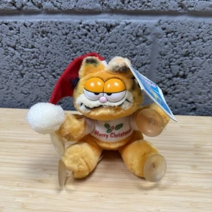 Vintage Garfield Soft Plush Toy Dakin 1981 Merry Christmas Santa Hat 7” - Foto 1 di 16
