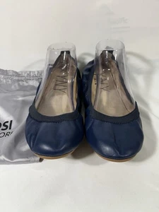 YOSI NEW YORK FALTBARER REISE-BALLERINAS DAMEN LEDER MARINEBLAU GRÖSSE 10 NEU - Bild 1 von 11