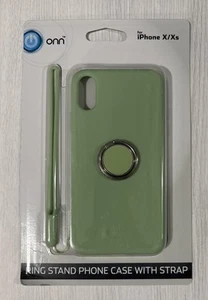 ONN Ring Stand Phone Case with Removable Silicone Strap for iPhone X/Xs, Green - Picture 1 of 2