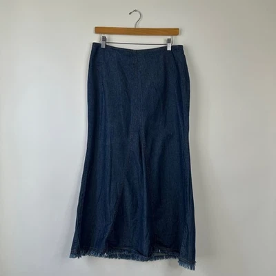 Maxi Falda Denim Forenza Talla 30 Azul Jean Sirena Dobladillo Deshilachado 100% Algodón Foto 1 de 4