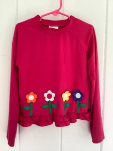 Girls Florence Eiseman Long Sleeve Pink Rash Guard Flower Applique SIZE 6 Nice - Picture 1 of 5