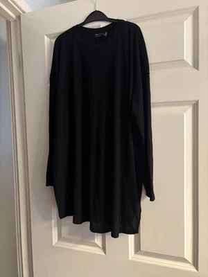 Pulôver ASOS Design tamanho grande fenda lateral preto com nervuras Reino Unido 8 - Imagem 1 de 4