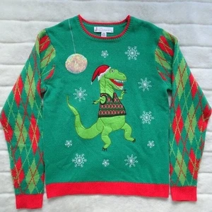 Jolly Sweaters Ugly Christmas Sweater T-Rex Dinosaur Men's Medium - Picture 1 of 5