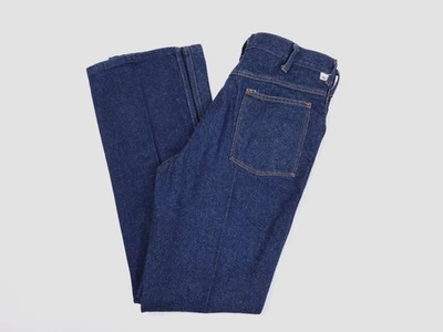 Dickies Vintage 80s Creased Western Dark Wash Denim Blue Jeans 33x32 Talon Zip - Image 1 of 4