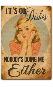 Retro Pin-Up Blechschild - sarkastische Küche Wanddeko für Haus oder Bar 8x12 - Bild 1 von 3