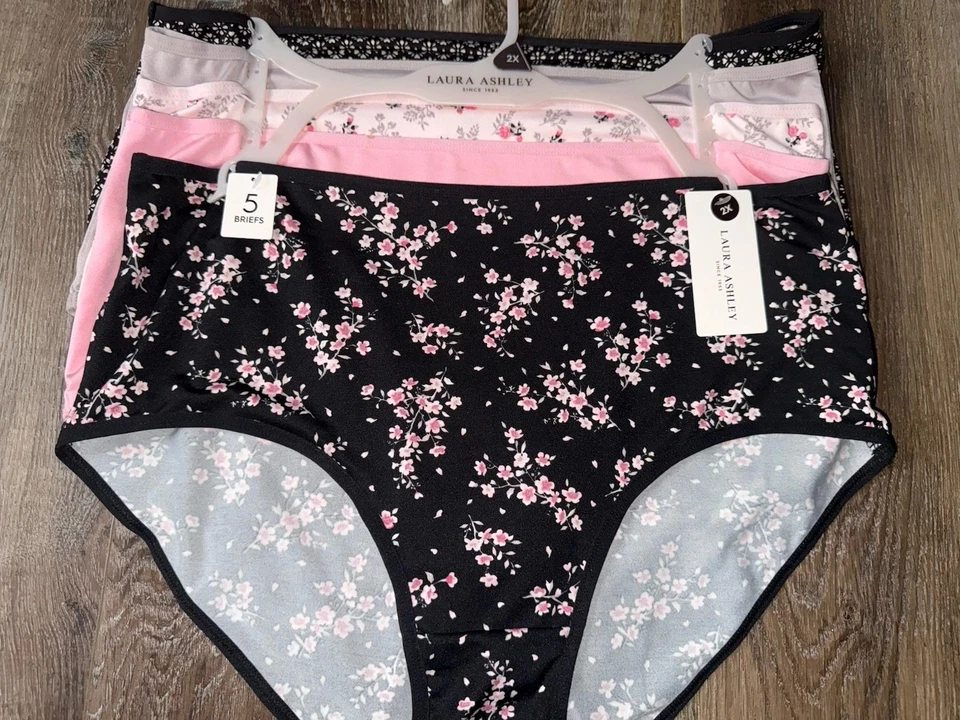 Laura Ashley Women's Plus Size 5 pack Briefs Panties LS9271 MSRP $48 NEW w TAGS - Image 1 of 2