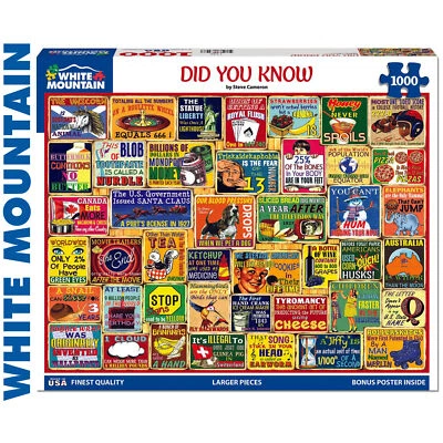 WHITE MOUNTAIN PUZZLES Wussten Sie schon 1000 Teile Super Deluxe Puzzle WHITE MOUNTAIN 1968pz