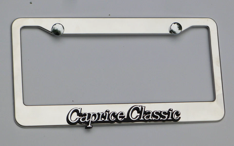 Chevy Caprice License Plate Frame Box Chevy Chrome Emblem Badge 86-90 - Image 1 of 3