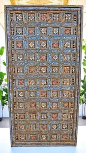Antique Teak Wood Ceiling Panel Large 3x6 feet Original Fine Carved Painted - Picture 1 of 10