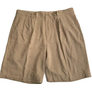 Pantaloncini Tommy Bahama Relax 100% seta beige marrone chiaro 34"" x 9"" cerniera a pieghe leggeri - Foto 1 di 11