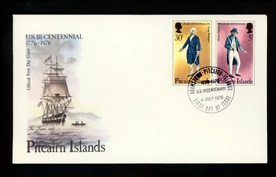 Postal History Pitcairn Islands FDC #156-159 SET OF 2 US Bicentennial 1976  - Image 1 of 4