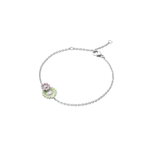 Georg Jensen / Stine Goya. DAISY Bracelet. Sterling Silver & Green/Pink Enamel. - Picture 1 of 2