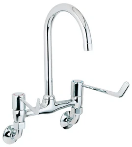 Deva DLV305WM Chrome Traditional Wall Mounted Bridge Kitchen Sink Mixer Tap 6" L - Picture 1 of 2