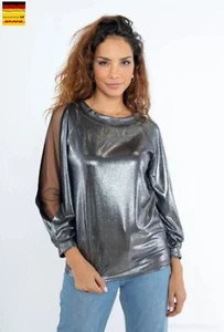 Elegante Damenbluse mit Glitzer und Cut-Out-Ärmeln – Langarm - Bild 1 von 11