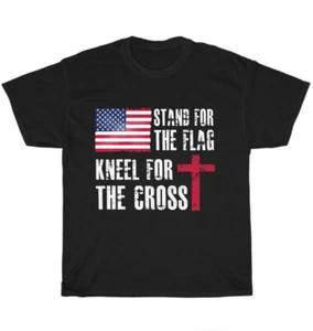 I Stand For The Flag I Kneel For The Cross Mens American Pride T-Shirt USA Gift - Picture 1 of 4