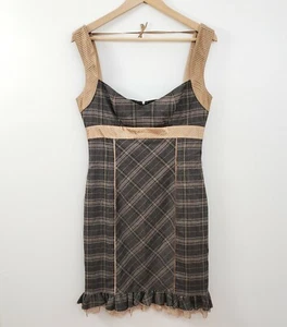 Mini vestido para mujer Bebe gris rosa beige sin mangas a cuadros festivo talla 8 - Imagen 1 de 11