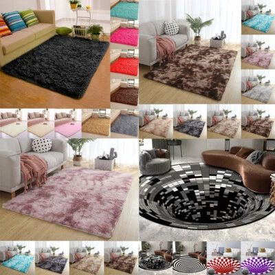Fluffy Rugs Anti-Skid Shaggy Area Rug Dining Room Carpet Floor Mat Home Bedroom@ - Image 1 of 4
