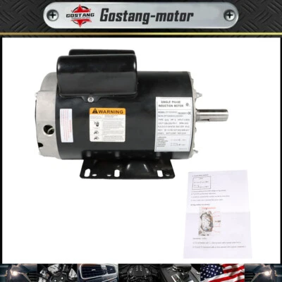 3450RPM 5HP Compressor Duty Electric Motor 1Phase 56HZ Frame 7/8" Shaft 230V New - Image 1 of 4