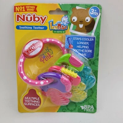 Nuby ICY Bite Keys Multi Surfaced Soothing Teether Sealed. Pink Ring - Image 1 of 4