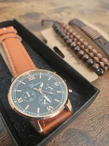 Men's Wrist Watch w/ 3 Fashion Bands Bracelets NEW in Packaging !   - Picture 1 of 3