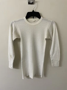 Vintage 70s 80s Waffle Knit Longsleeve Thermal Size Boys Large Grunge Outdoors  - Picture 1 of 8