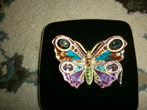 Stunning Swarovski Crystal JAY STRONGWATER Butterfly Black Ring Trinklet Box 3.5 - Picture 1 of 4