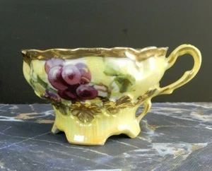 Vintage Embossed and Handpainted Cup Yellow/Gold With Flowers - Picture 1 of 6