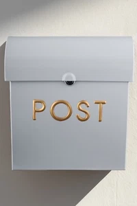 Post box Grey Wall Mounted Large Letter Mailbox Outdoor Letterbox with Lock - Picture 1 of 7