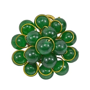 Anillo orgánico único hecho a mano con racimo frontal piedra verde - Imagen 1 de 6