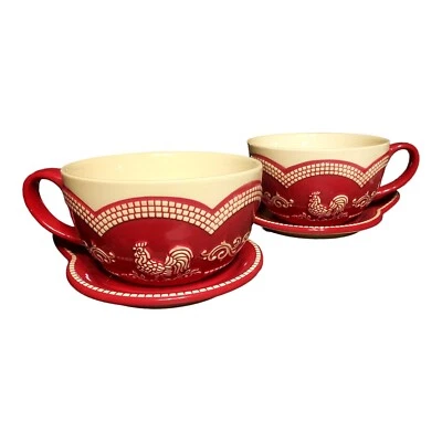 Juego de sopa Pr Temptations Doodle Doo bandeja tapa gallo rojo blanco granja  Foto 1 de 4