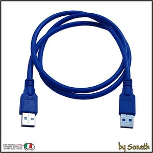 CAVO USB 3.0 MASCHIO MASCHIO 1 Mt PER PC NOTEBOOK SMART TV DECODER HD SSD ETC - Foto 1 di 2