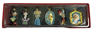 Disney Store Glass Blown Ornaments 6 pc Set Pinocchio RARE Christmas Sealed Box - Image 1 of 4