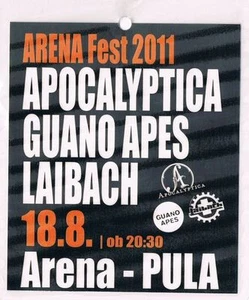 APOCALYPTICA / GUANO APES / LAIBACH 18.08.2011. PULA CROATIA - BACKSTAGE PASS - Picture 1 of 1