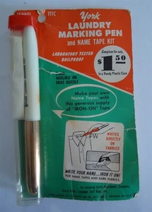 York Laundry Marking Pen & Name Tape Kit Vintage on Card Marker - Picture 1 of 3