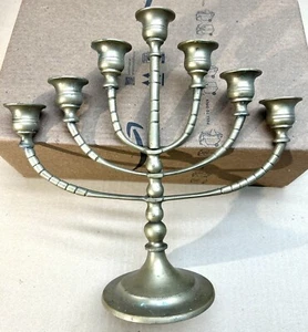 Vintage Brass Candelabra Menorah Candle Adjustable Arms Holiday Religious Art - Imagen 1 de 9