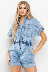 CES FEMME WASHED DENIM DRUCKKNOPFLEISTE STRAMPLER GRÖSSE SMALL - SO SÜSS!!! - Bild 1 von 6