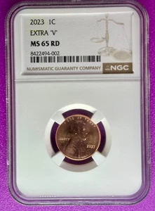 2023 1c Extra "V" VDBV Lincoln Shield Cent NGC MS65RD (002) - Picture 1 of 2