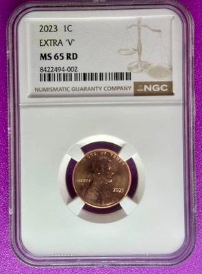 2023 1c Extra "V" VDBV Lincoln Shield Cent NGC MS65RD (002) - Image 1 of 2