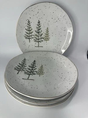 Potter’s Studio 10,5” Pratos de Jantar Árvore de Natal - Verde e Dourado - Conjunto 4 NOVO - Imagem 1 de 3