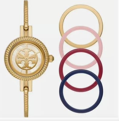 NOVO NA CAIXA RELÓGIO PULSEIRA TORY BURCH REVA CONJUNTO DE PRESENTE TBW4029 US$ 279 TOM DOURADO MULTICOLORIDO - Imagem 1 de 4