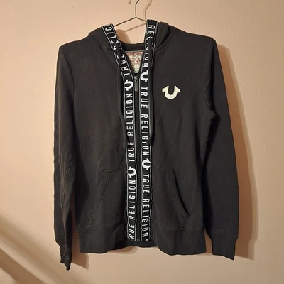 Chaqueta deportiva True Religion para mujer con cremallera completa negra/blanca talla mediana Foto 1 de 4