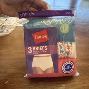 Hanes 2009 Women Size 12 Brief Panties 100% Cotton Tagless Underwear New Sealed - Picture 1 of 11