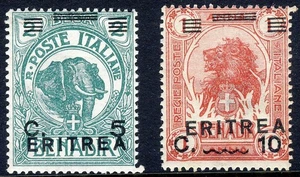 ERITREA ITALIA 1922 sovrastampato "Eritrea" su Benadir (Somalia) SG 58 & SG 59 MINT - Foto 1 di 2