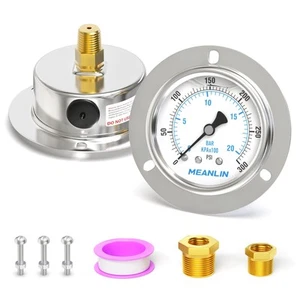 0~300Psi Liquid Filled Pressure Gauge Front Flange Panel Mount, 1/4" NPT 2.5"... - Picture 1 of 7