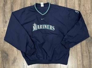 Vintage Nike Seattle Mariners Pullover Windbreaker Center Swoosh Check Jacket L - Picture 1 of 7