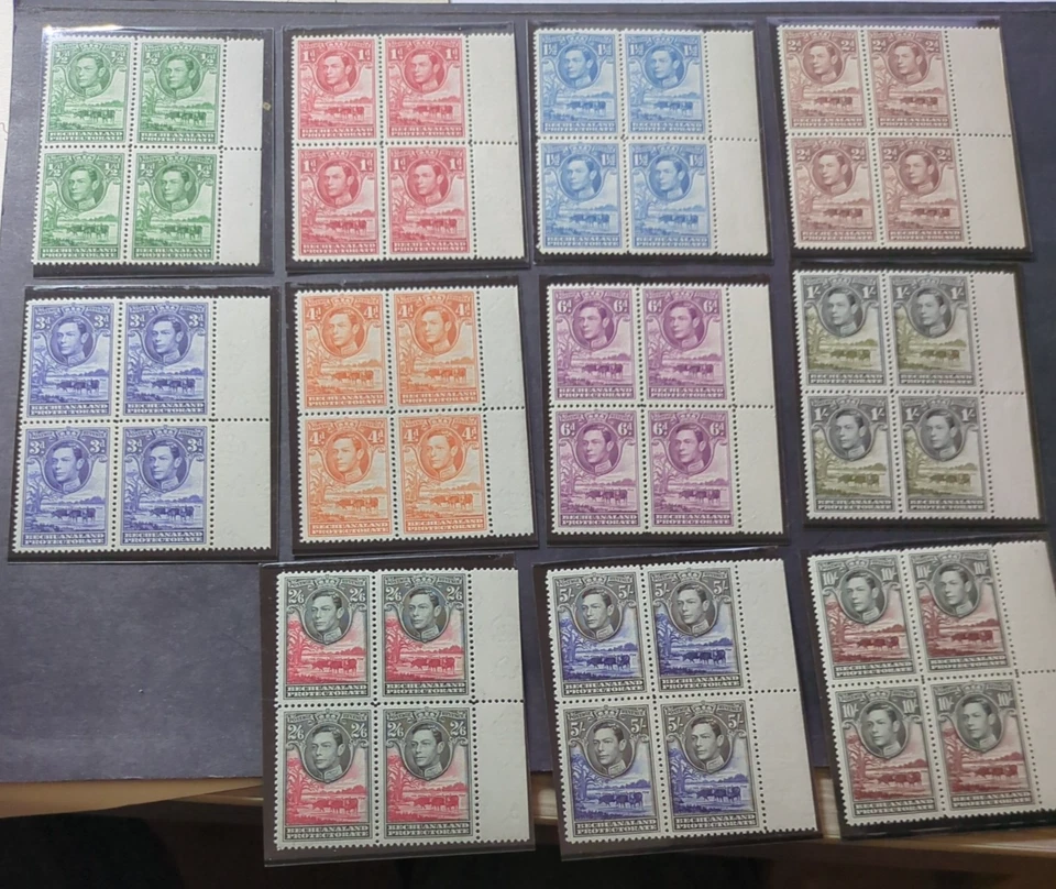Bechuanaland 1938 set in marginal NHM blocks of 4. fine cat £440+ - Image 1 of 1